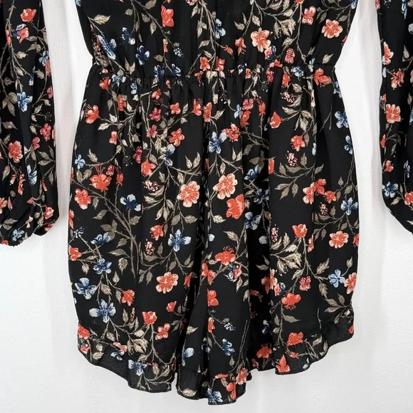 Abercrombie & Fitch Black Floral Ruffle Romper Women’s Size Small - Picture 6 of 10